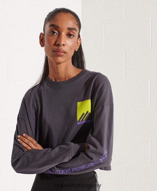 uy Superdry mujer top deportivo de montaña sport energy gris oscuro DT2N8Z3059 ropa