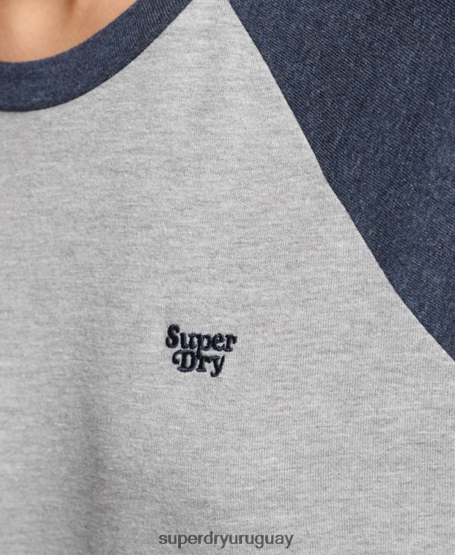 uy Superdry mujer top raglán vintage con rayas cali gris claro DT2N8Z3072 ropa