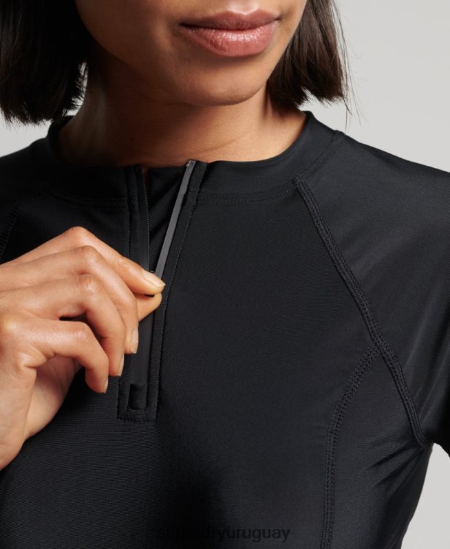 uy Superdry mujer top recortado erupción negro DT2N8Z3234 ropa