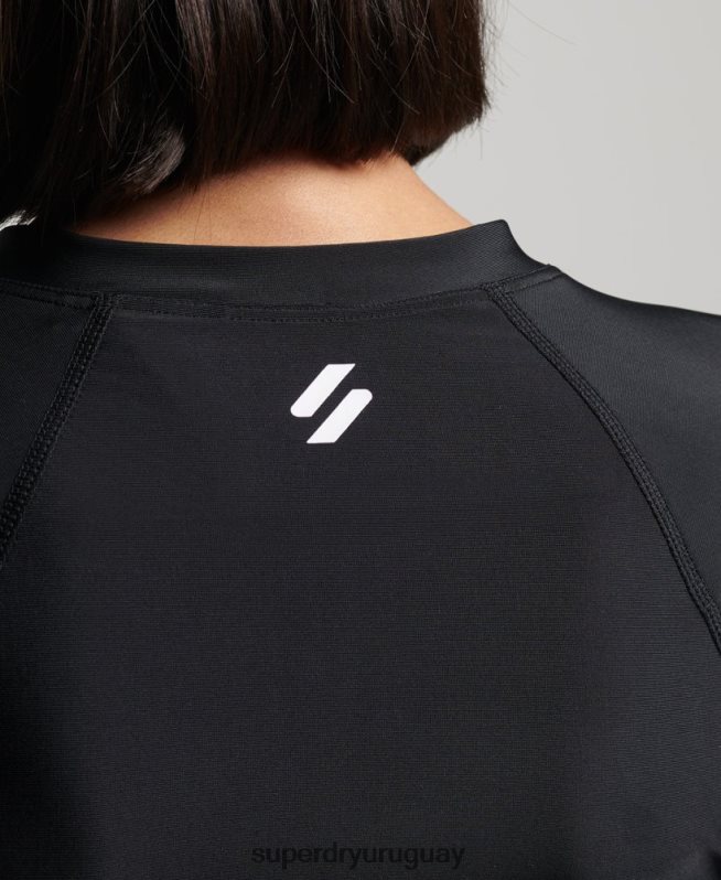 uy Superdry mujer top recortado erupción negro DT2N8Z3234 ropa