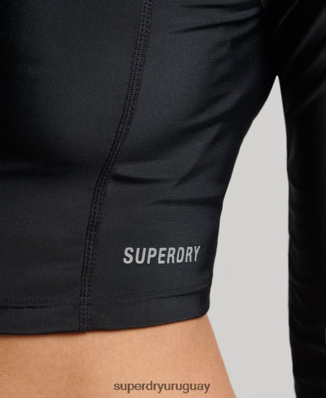 uy Superdry mujer top recortado erupción negro DT2N8Z3234 ropa