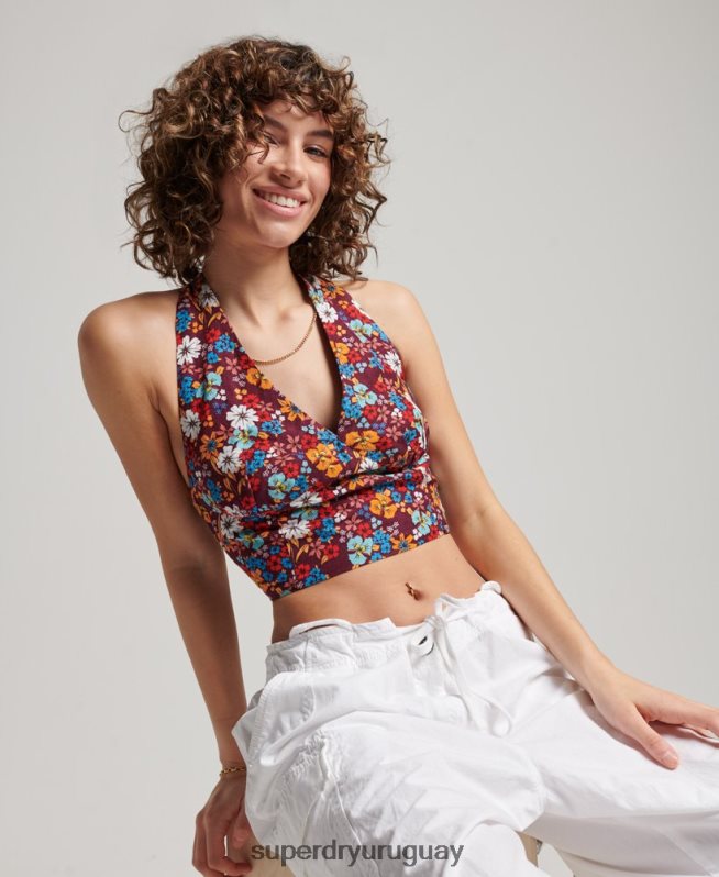 uy Superdry mujer top sin mangas de la vendimia multi DT2N8Z3007 ropa