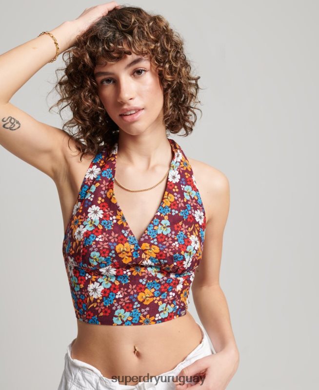 uy Superdry mujer top sin mangas de la vendimia multi DT2N8Z3007 ropa