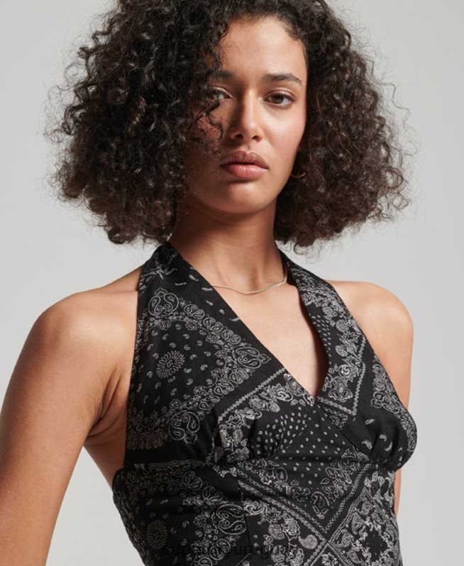 uy Superdry mujer top sin mangas de la vendimia negro DT2N8Z2189 ropa