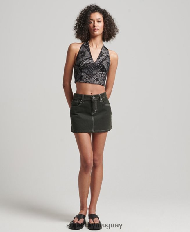 uy Superdry mujer top sin mangas de la vendimia negro DT2N8Z2189 ropa