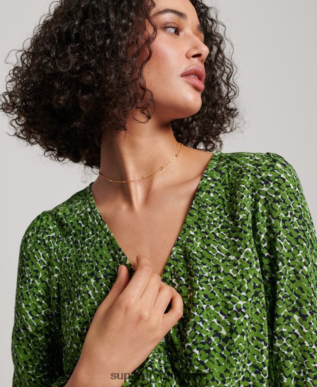 uy Superdry mujer top vintage con lazo en la parte delantera verde DT2N8Z2952 ropa