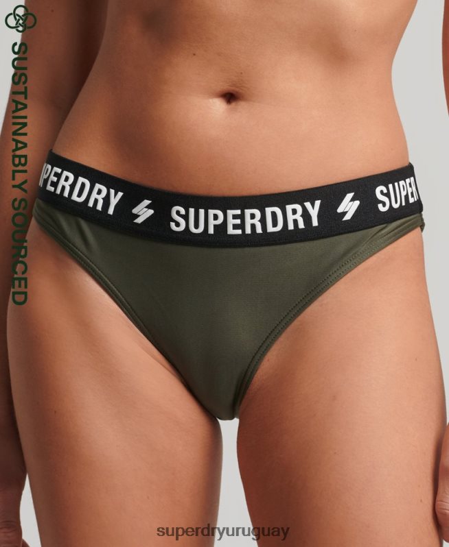 uy Superdry mujer braguita de bikini elástica reciclada caqui DT2N8Z3231 ropa