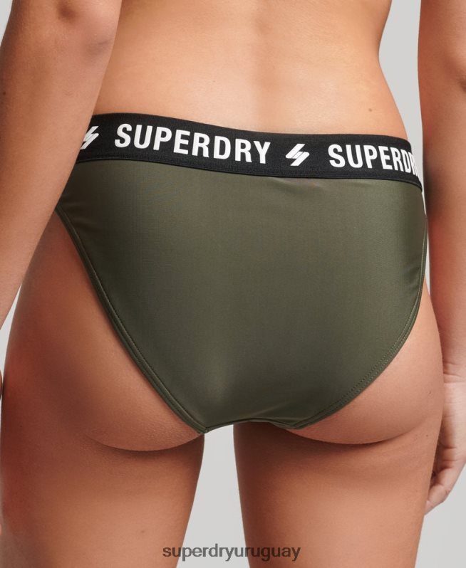 uy Superdry mujer braguita de bikini elástica reciclada caqui DT2N8Z3231 ropa