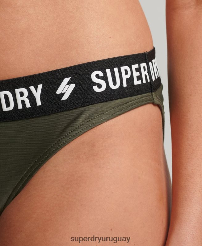 uy Superdry mujer braguita de bikini elástica reciclada caqui DT2N8Z3231 ropa