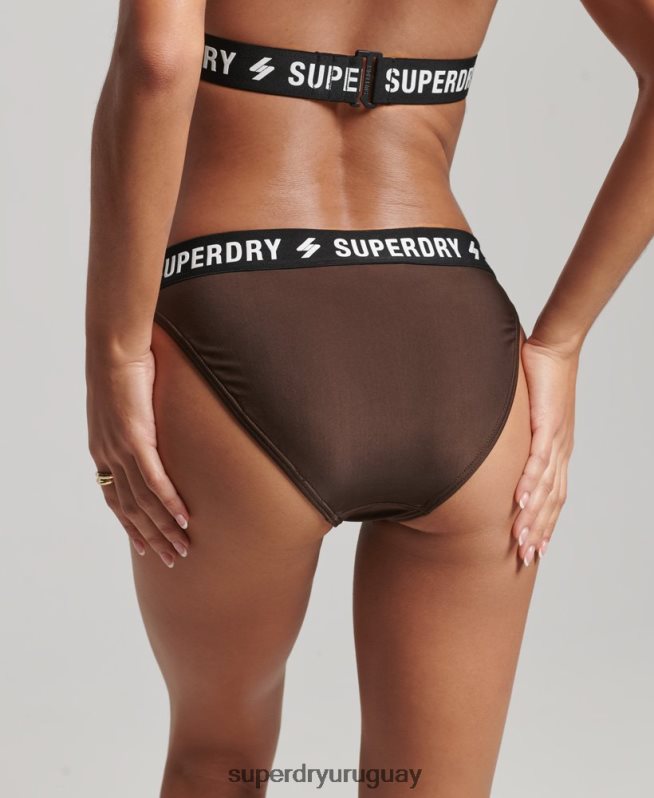 uy Superdry mujer braguita de bikini elástica reciclada marrón DT2N8Z3207 ropa
