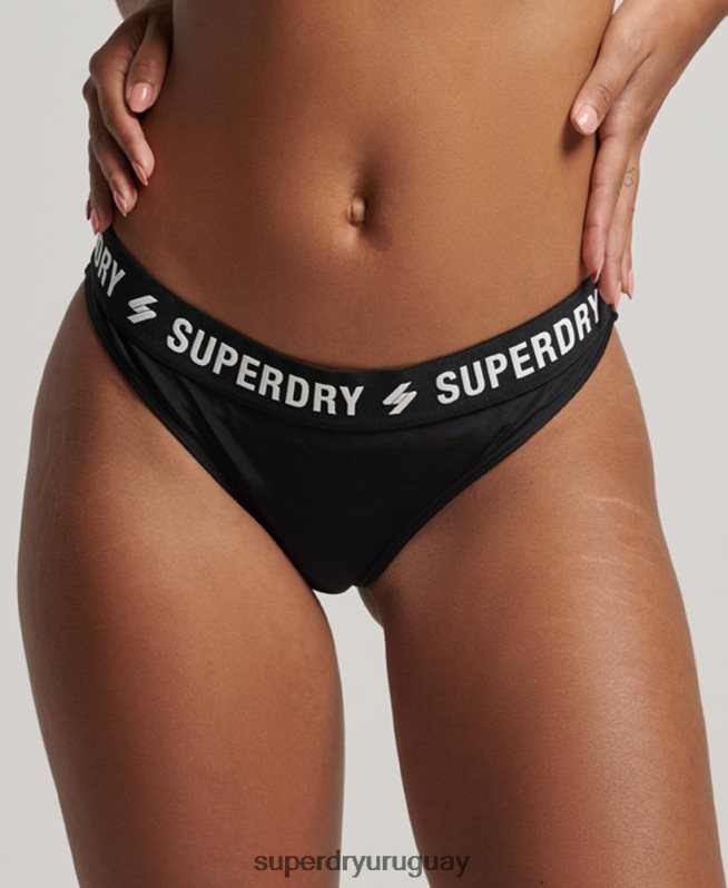 uy Superdry mujer braguita de bikini elástica reciclada negro DT2N8Z3246 ropa