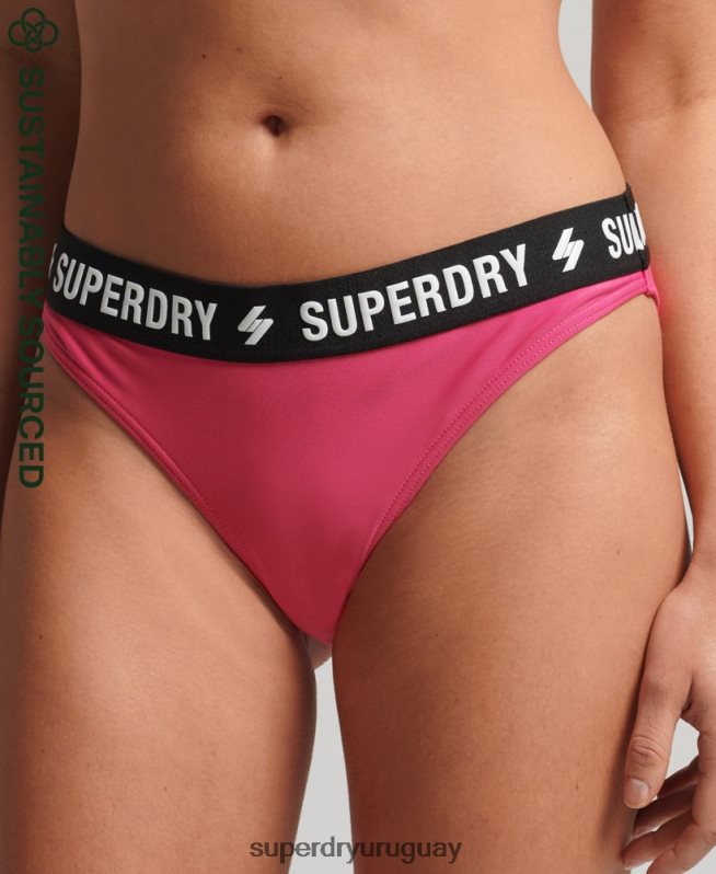 uy Superdry mujer braguita de bikini elástica reciclada rosa DT2N8Z3241 ropa