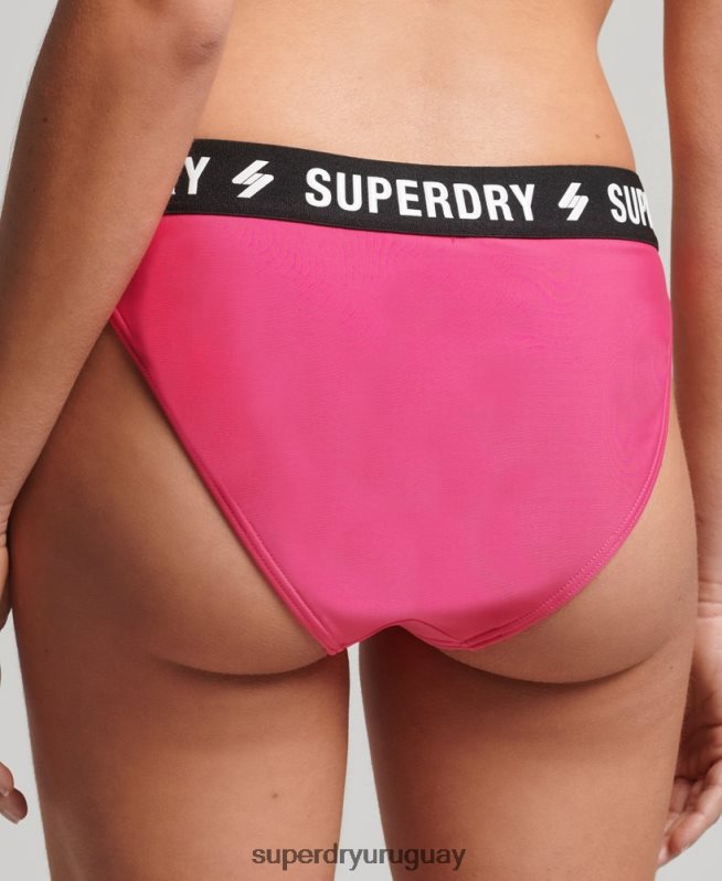 uy Superdry mujer braguita de bikini elástica reciclada rosa DT2N8Z3241 ropa