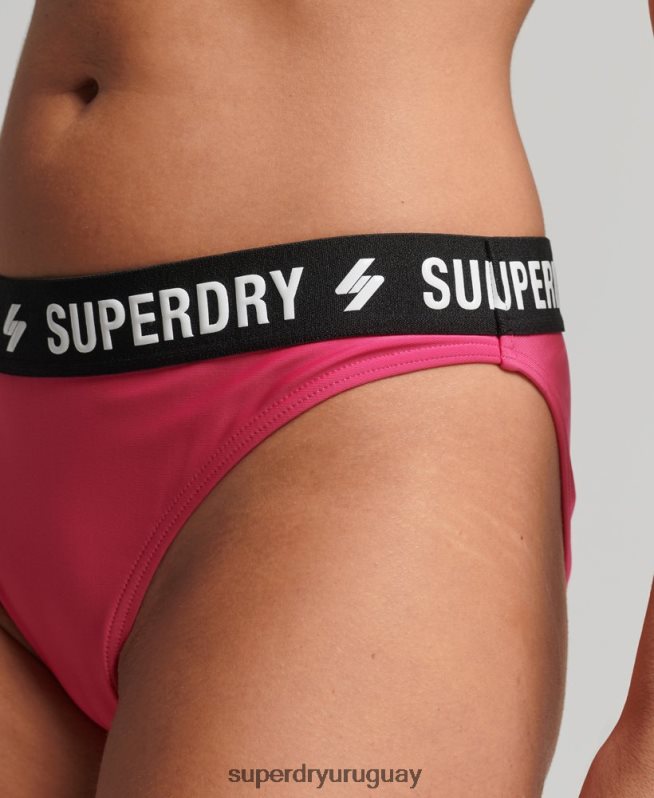uy Superdry mujer braguita de bikini elástica reciclada rosa DT2N8Z3241 ropa