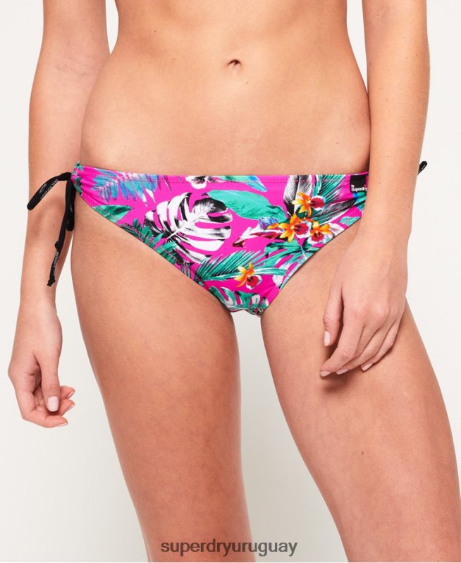 uy Superdry mujer braguitas de bikini con lazo electro tropic rosa DT2N8Z3261 ropa