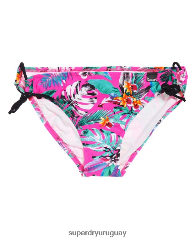 uy Superdry mujer braguitas de bikini con lazo electro tropic rosa DT2N8Z3261 ropa