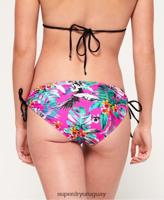 uy Superdry mujer braguitas de bikini con lazo electro tropic rosa DT2N8Z3261 ropa