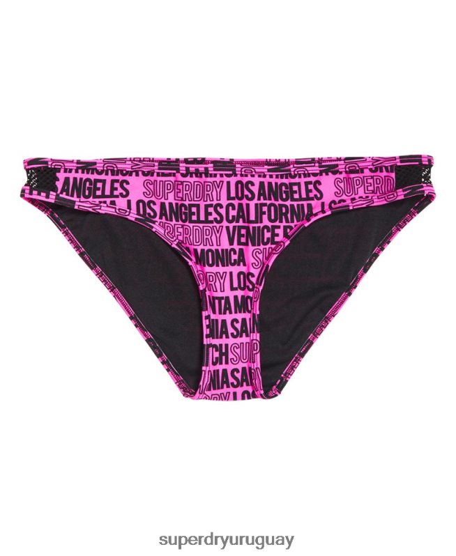 uy Superdry mujer braguitas de bikini con logo cali rosa DT2N8Z3266 ropa