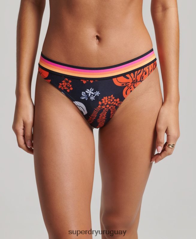 uy Superdry mujer braguitas de bikini recicladas con logo vintage coral DT2N8Z3189 ropa