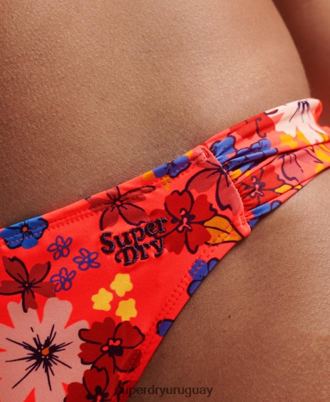 uy Superdry mujer braguitas de bikini recicladas fruncidas naranja DT2N8Z3193 ropa