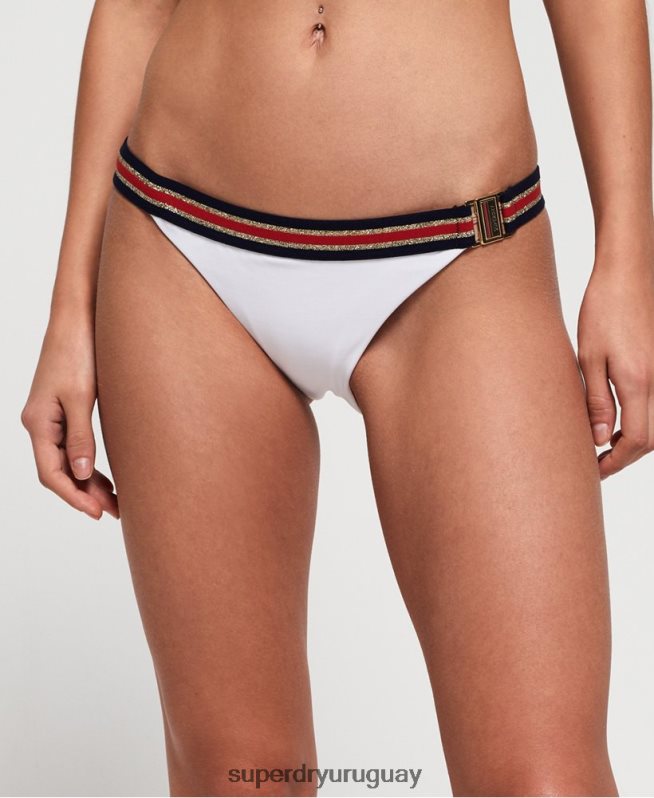uy Superdry mujer braguitas de bikini triatlón fijas con logo blanco DT2N8Z3250 ropa