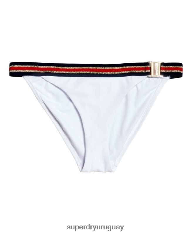 uy Superdry mujer braguitas de bikini triatlón fijas con logo blanco DT2N8Z3250 ropa