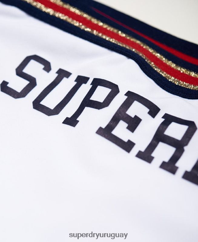 uy Superdry mujer braguitas de bikini triatlón fijas con logo blanco DT2N8Z3250 ropa