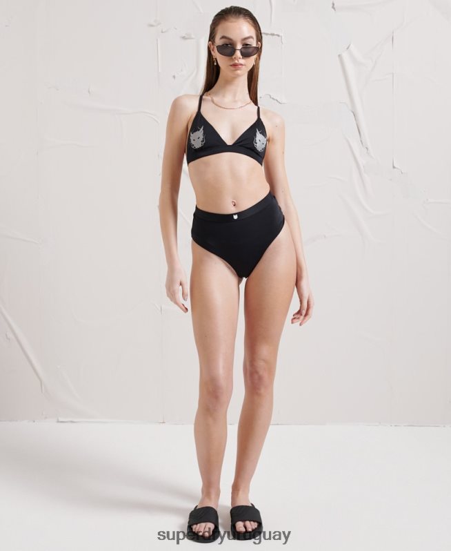 uy Superdry mujer parte de arriba de bikini triatlón dragón negro DT2N8Z3232 ropa
