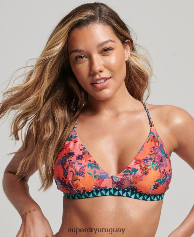 uy Superdry mujer parte de arriba de bikini tropical vintage coral DT2N8Z6747 ropa