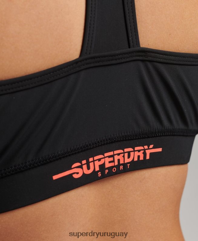 uy Superdry mujer parte superior del bikini deportivo de natación negro DT2N8Z3255 ropa