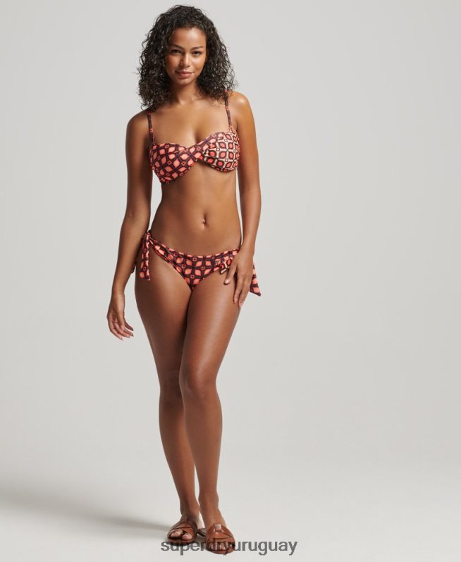 uy Superdry mujer top de bikini bandeau reciclado con estampado mixto rojo DT2N8Z3198 ropa