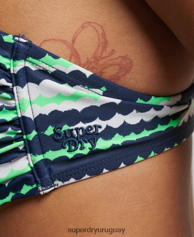uy Superdry mujer top de bikini bandeau reciclado con estampado mixto rosa DT2N8Z3196 ropa