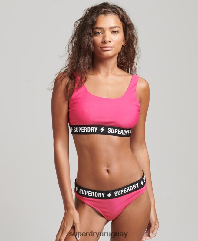 uy Superdry mujer top de bikini con elástico code rosa DT2N8Z3243 ropa