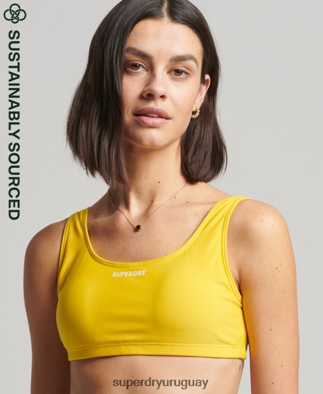 uy Superdry mujer top de bikini esencial amarillo DT2N8Z3226 ropa