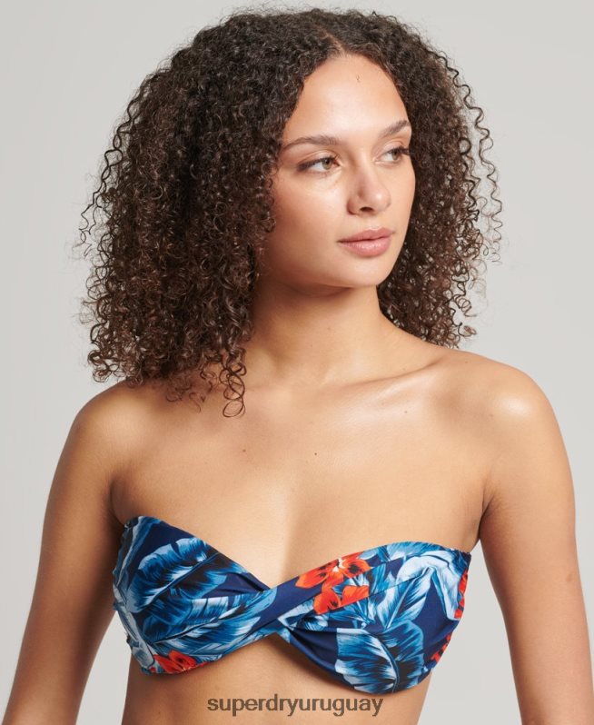 uy Superdry mujer top de bikini estilo bandeau con retorcimiento vintage azul oscuro DT2N8Z6522 ropa