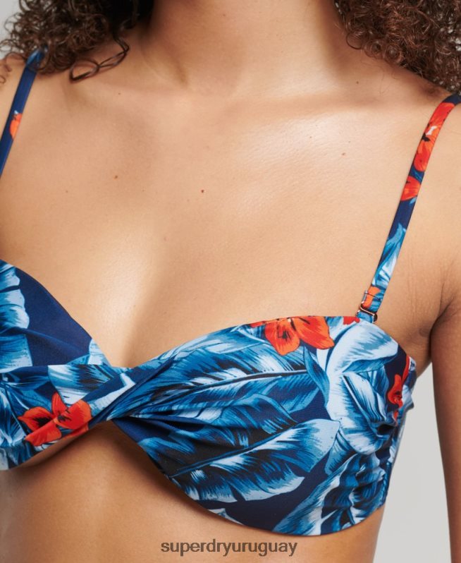 uy Superdry mujer top de bikini estilo bandeau con retorcimiento vintage azul oscuro DT2N8Z6522 ropa