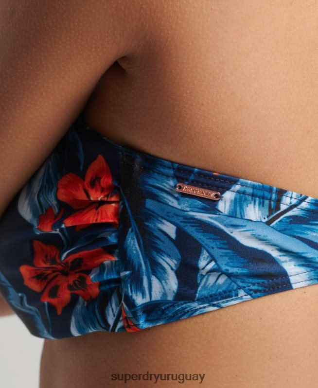 uy Superdry mujer top de bikini estilo bandeau con retorcimiento vintage azul oscuro DT2N8Z6522 ropa