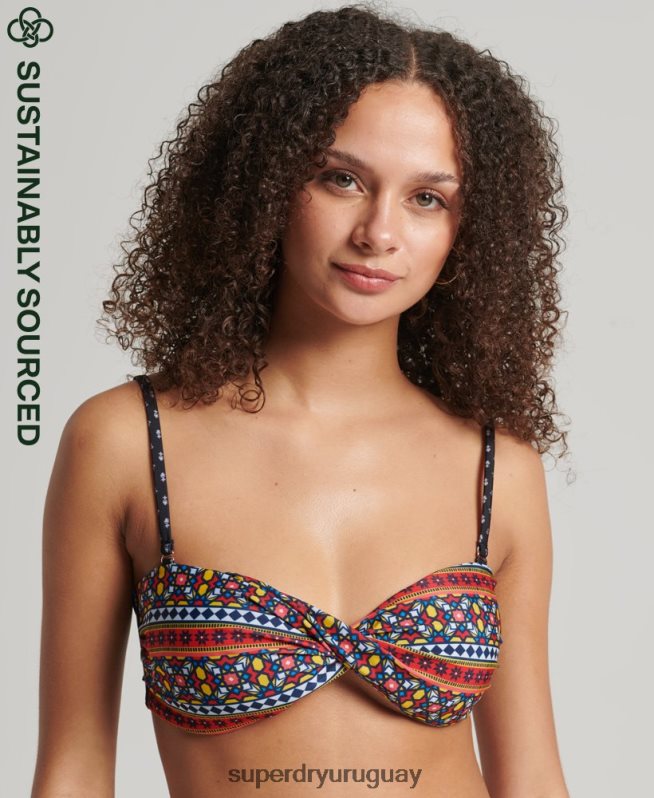 uy Superdry mujer top de bikini estilo bandeau con retorcimiento vintage multi DT2N8Z6636 ropa