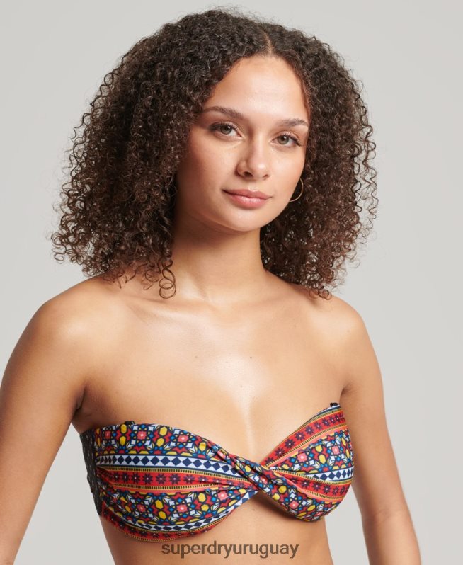 uy Superdry mujer top de bikini estilo bandeau con retorcimiento vintage multi DT2N8Z6636 ropa