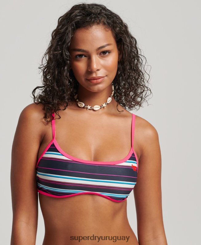 uy Superdry mujer top de bikini reciclado a rayas multi DT2N8Z3214 ropa