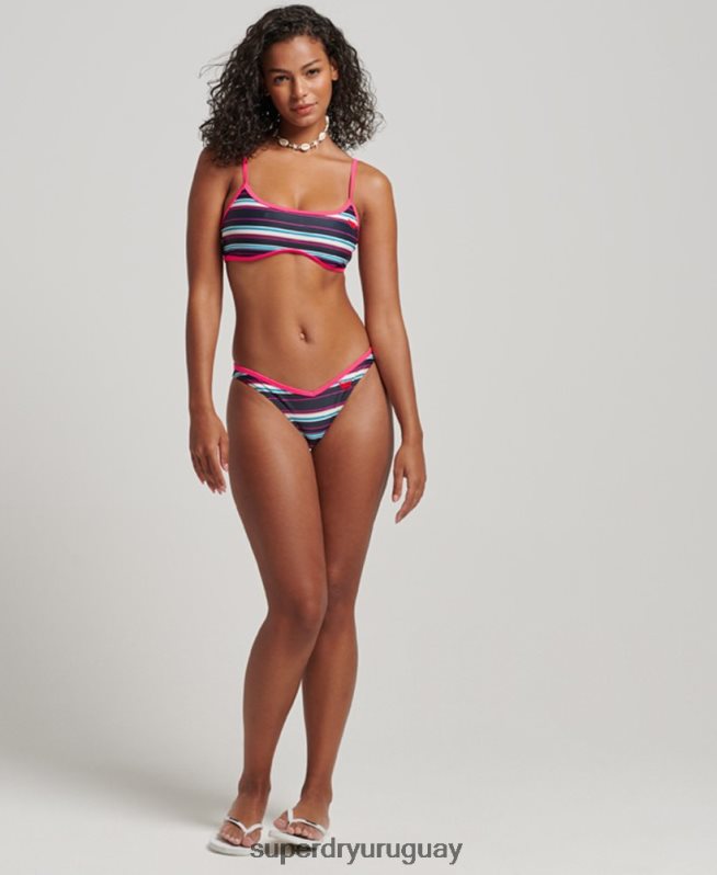 uy Superdry mujer top de bikini reciclado a rayas multi DT2N8Z3214 ropa
