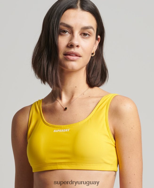 uy Superdry mujer top de bikini reciclado esencial amarillo DT2N8Z3236 ropa
