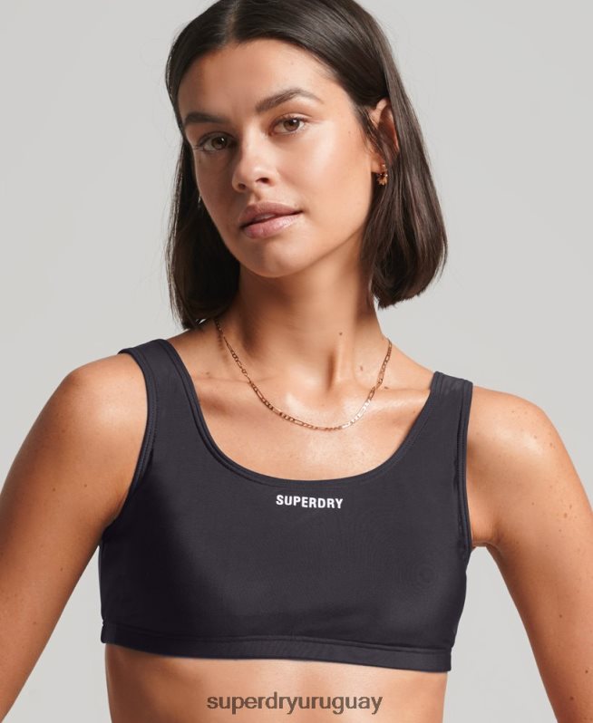 uy Superdry mujer top de bikini reciclado esencial negro DT2N8Z3222 ropa
