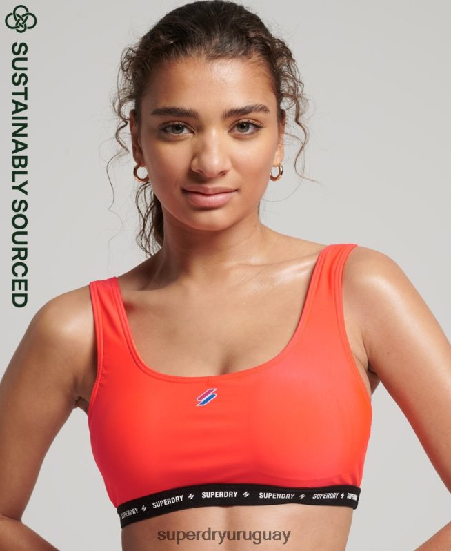 uy Superdry mujer top de bikini reciclado microelástico coral DT2N8Z3244 ropa
