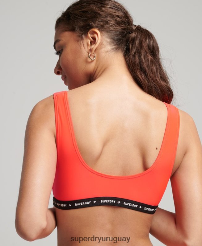 uy Superdry mujer top de bikini reciclado microelástico coral DT2N8Z3244 ropa