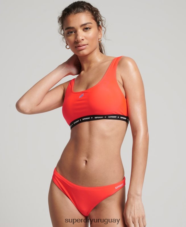 uy Superdry mujer top de bikini reciclado microelástico coral DT2N8Z3244 ropa