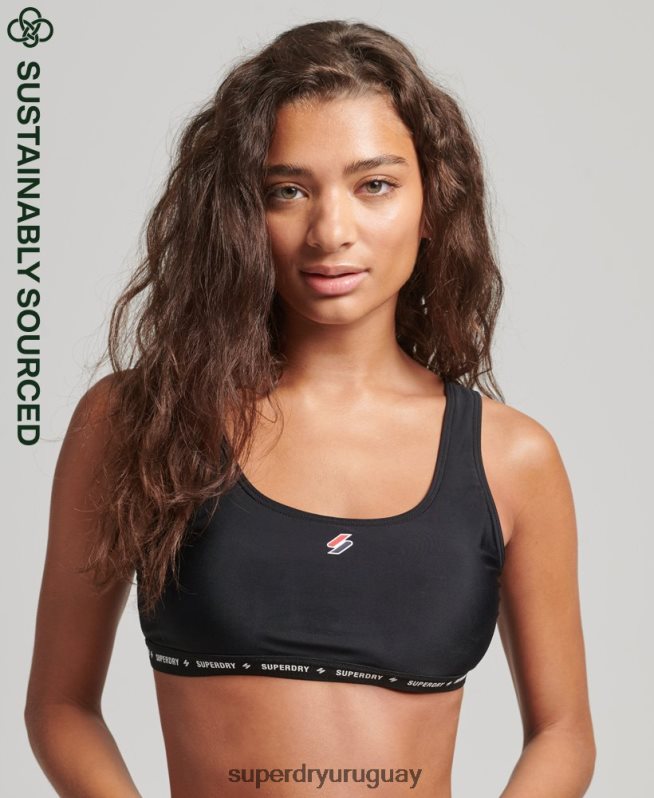 uy Superdry mujer top de bikini reciclado microelástico negro DT2N8Z3210 ropa
