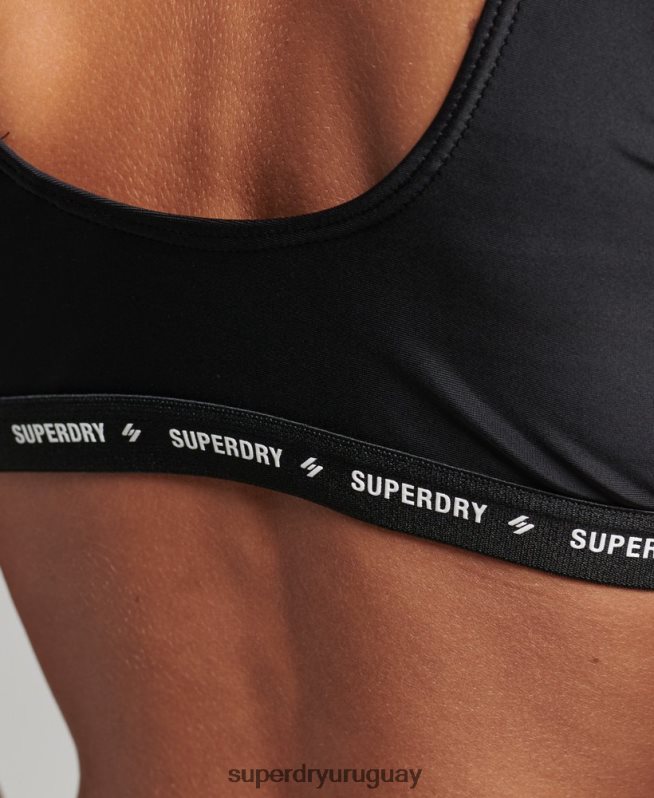 uy Superdry mujer top de bikini reciclado microelástico negro DT2N8Z3210 ropa
