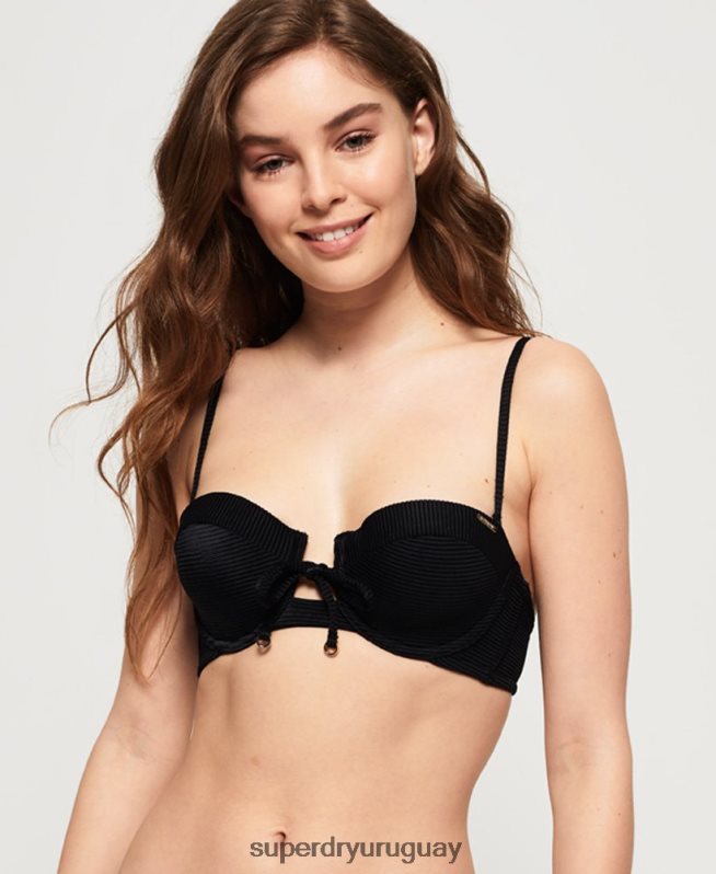 uy Superdry mujer top de bikini texturizado con copas Alice negro DT2N8Z3251 ropa