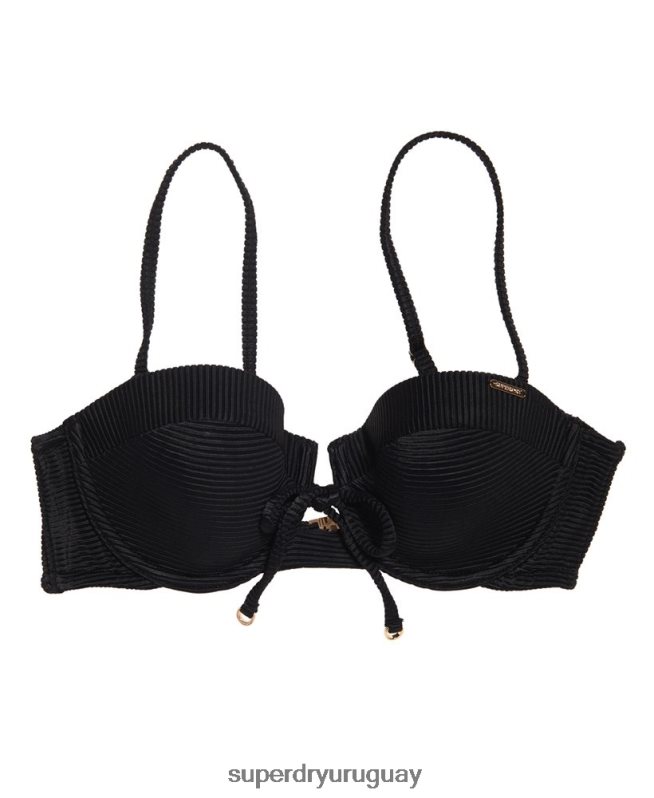 uy Superdry mujer top de bikini texturizado con copas Alice negro DT2N8Z3251 ropa
